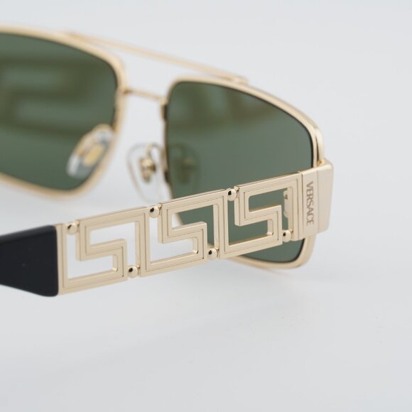 Versace VE2257 100230 Sunglasses Gold Rectangle Frame,Green Mirror Silver Lenses main image 10